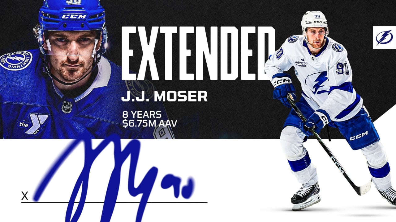 Featured image for Lightning extend J.J. Moser with 8-year, $54M deal