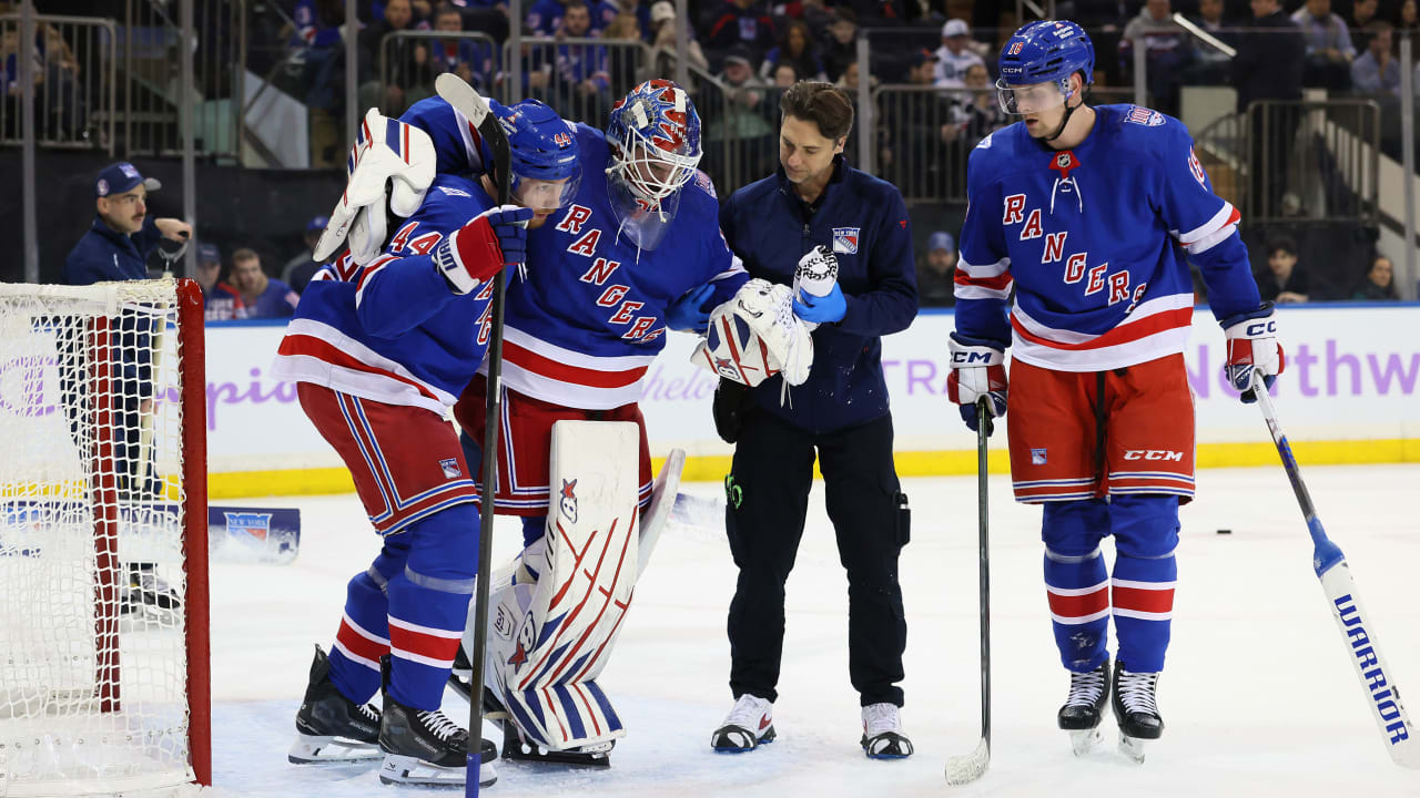 Featured image for Rangers' Igor Shesterkin Exits Game Early Due to Leg Injury