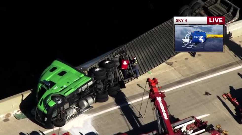 Featured image for Tractor-trailer hangs off I-79 bridge.