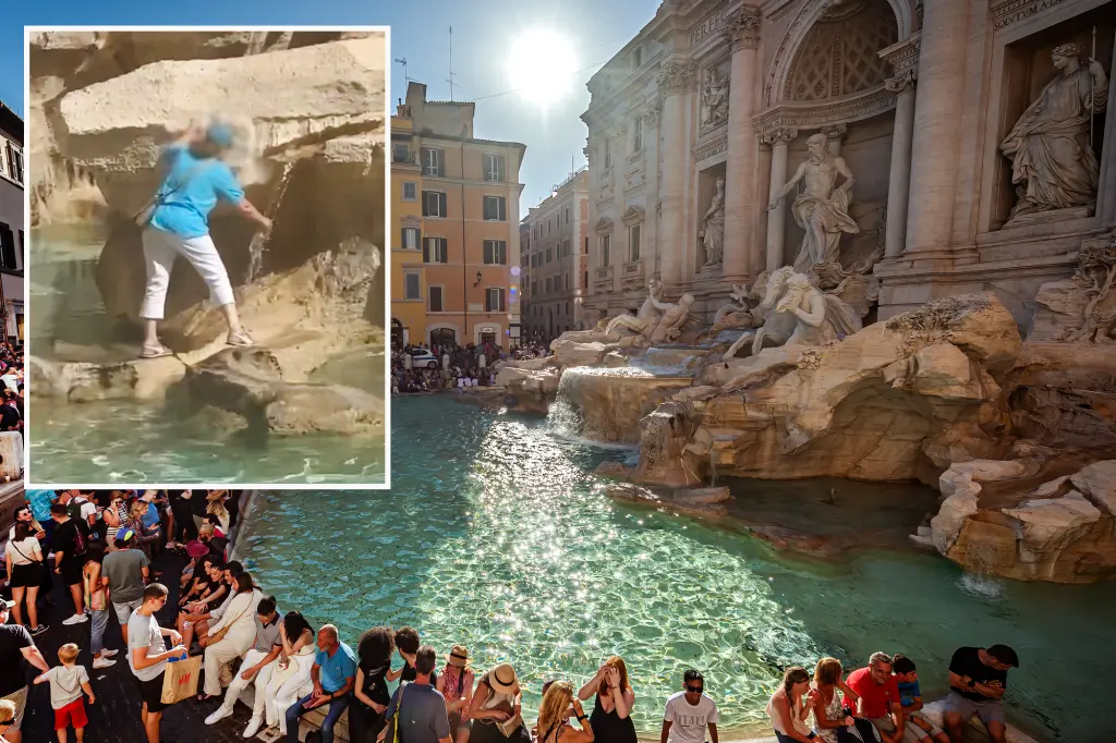 Featured image for Tourist's audacious act: Climbing into Rome's Trevi Fountain to fill water bottle
