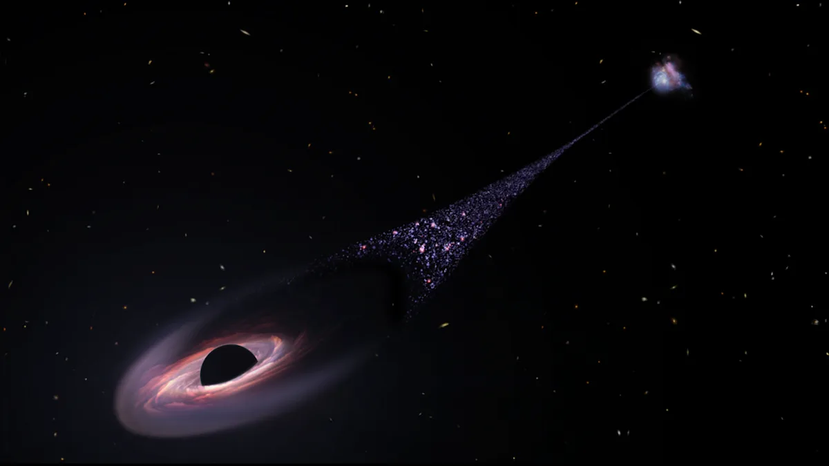 Featured image for James Webb Telescope Detects Supermassive Black Hole Speeding Away from Galaxy