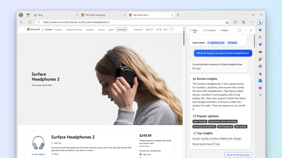 Featured image for "Microsoft enhances Bing and Edge with AI shopping tools for personalized buying guides"
