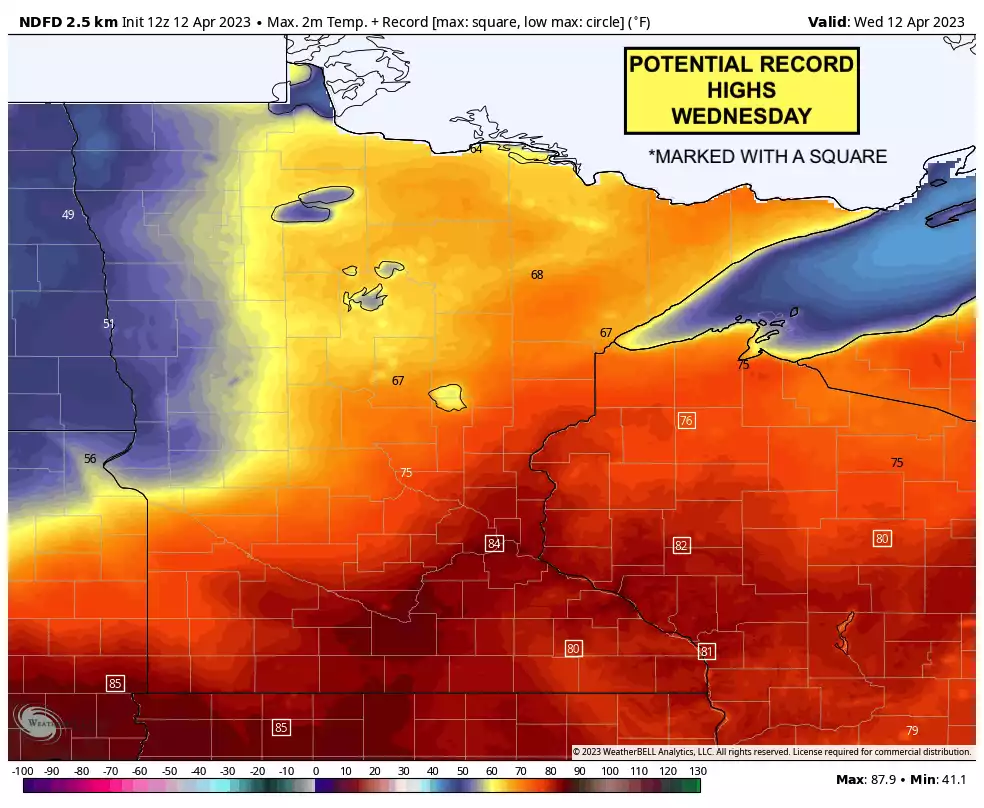Featured image for Possible Record Warmth and Rain Threat for Minnesota This Week