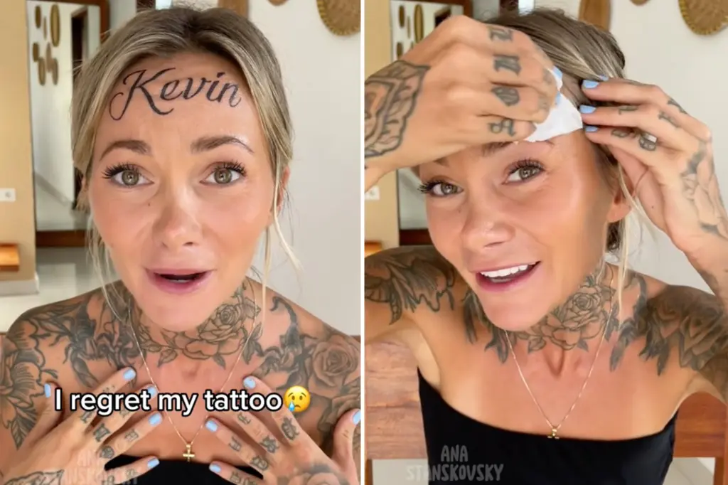 Featured image for Woman's Fake Forehead Tattoo Sparks Regret and TikTok Backflip