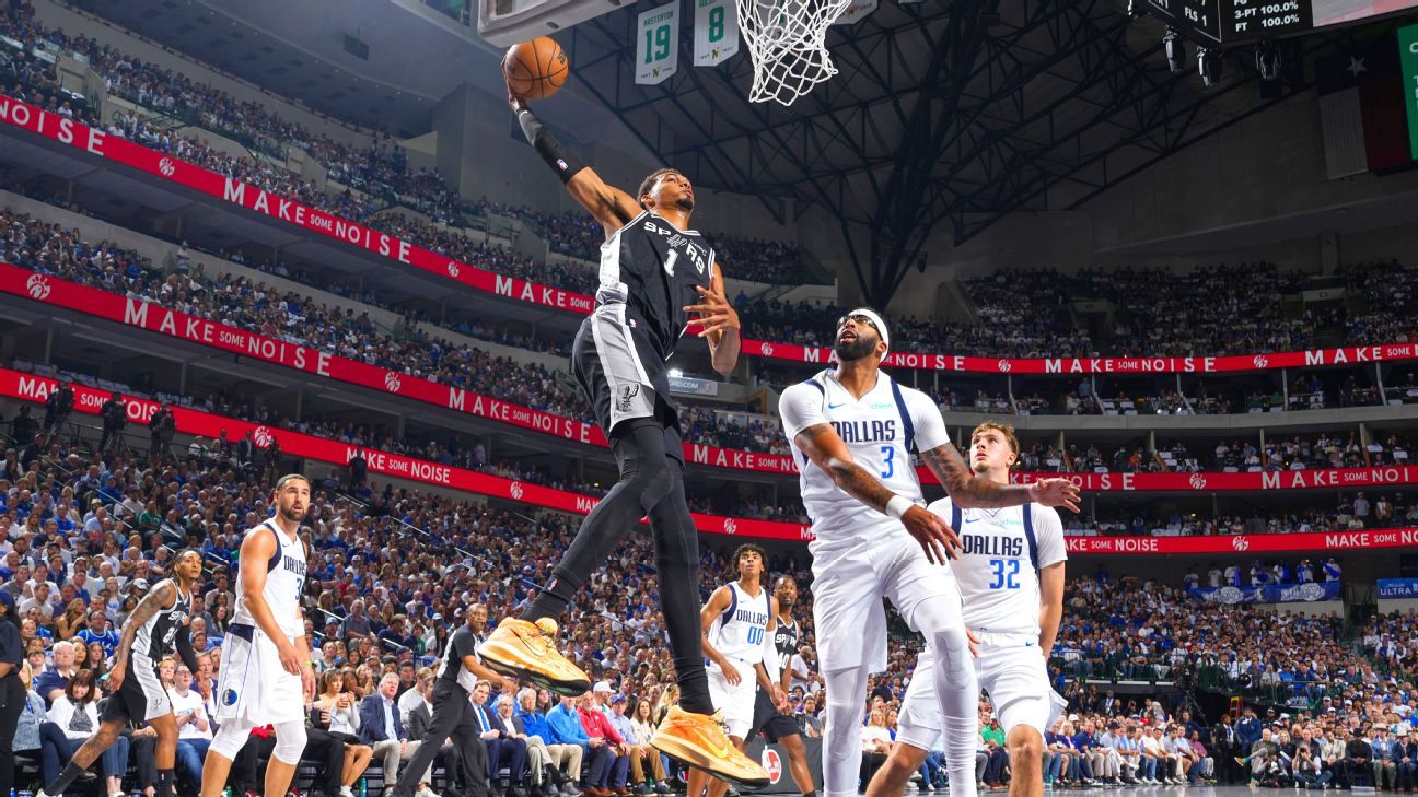 Featured image for Wembanyama shines in debut, leading Spurs to dominant victory