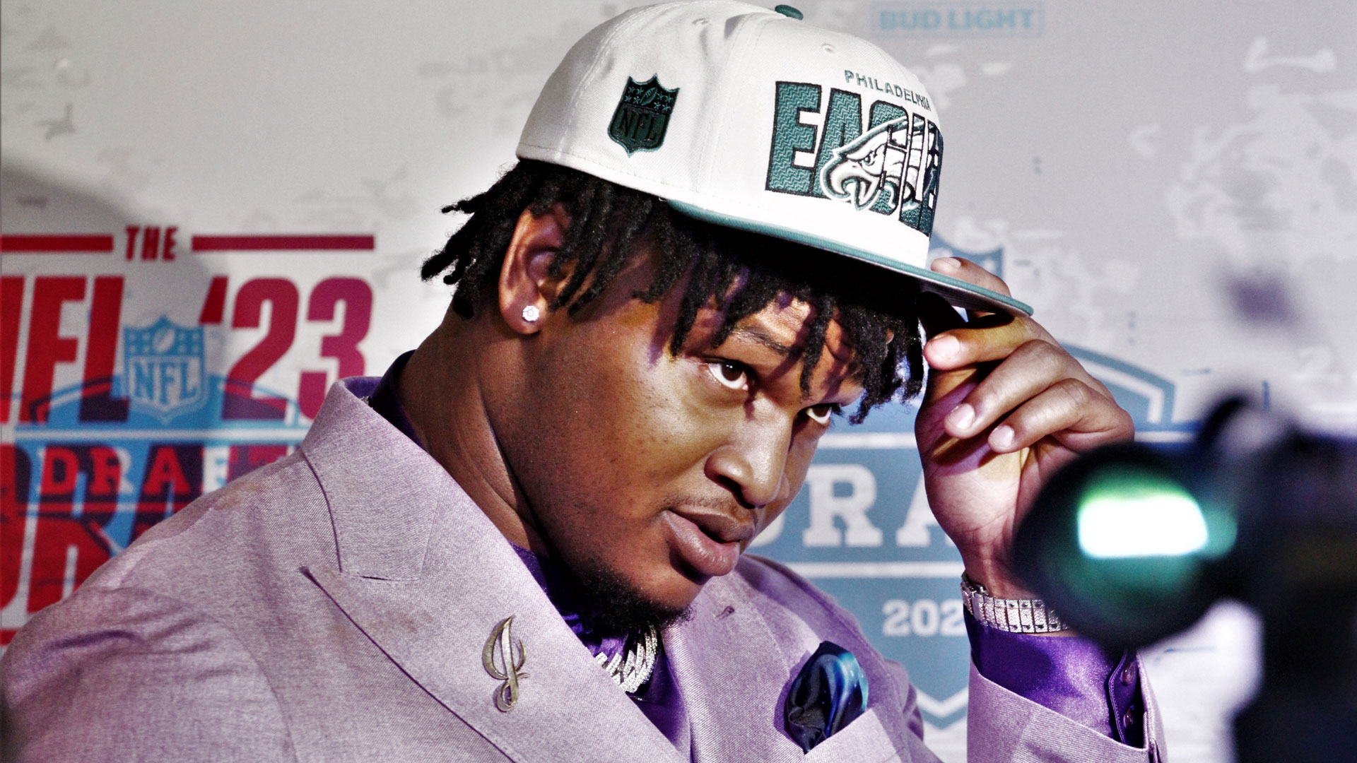 Featured image for Jalen Carter's NFL Draft Journey and Eagles' Interest.