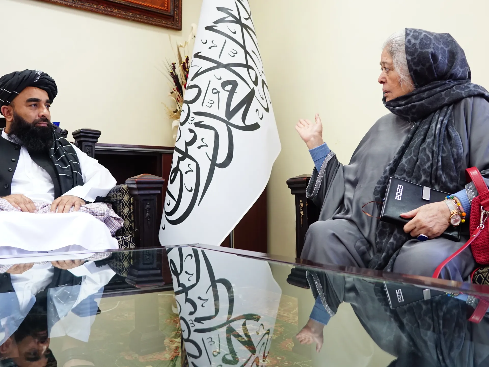 Featured image for Afghan Activist Confronts Taliban Spokesman on Girls' Education