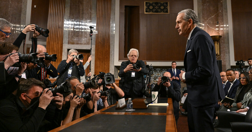 Featured image for Howard Schultz and Bernie Sanders Clash at Senate Hearing.