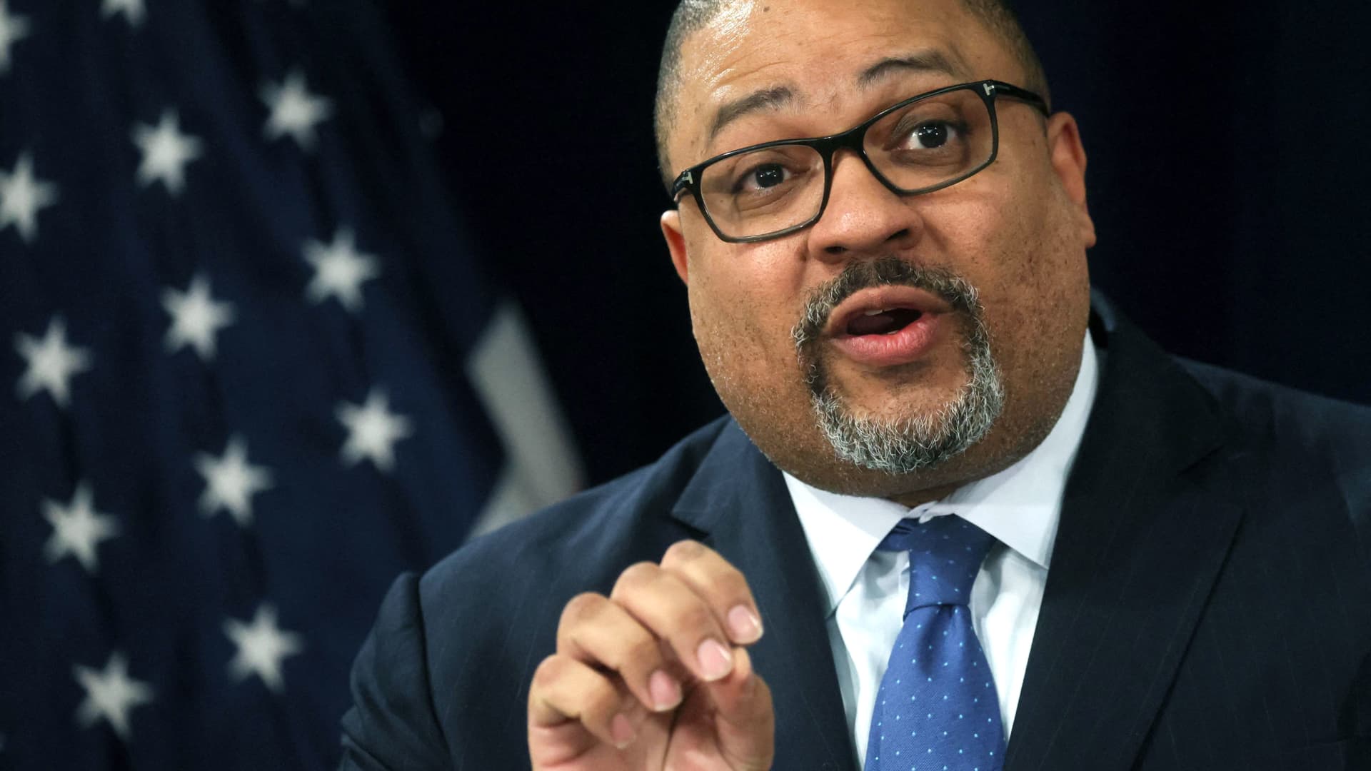 Featured image for Manhattan DA accuses Trump of falsifying records to cover up election crimes.