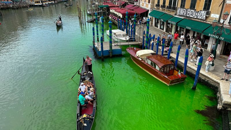 Featured image for Venice Authorities Probe Mysterious Green Canal Water