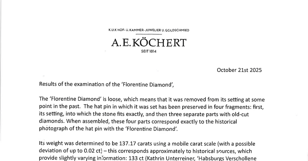 Featured image for Authenticity Confirmed for the Florentine Diamond