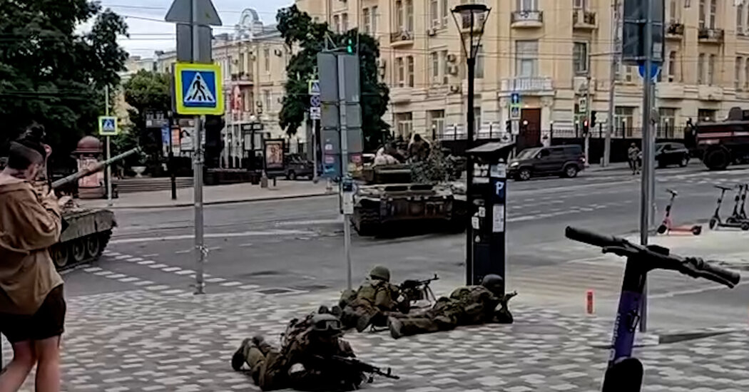 Featured image for Wagner Fighters Surround Military Headquarters in Video Footage.
