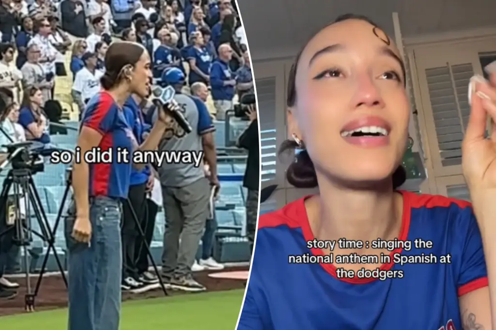 Featured image for Nezza Performs Spanish National Anthem at Dodgers Game in Protest