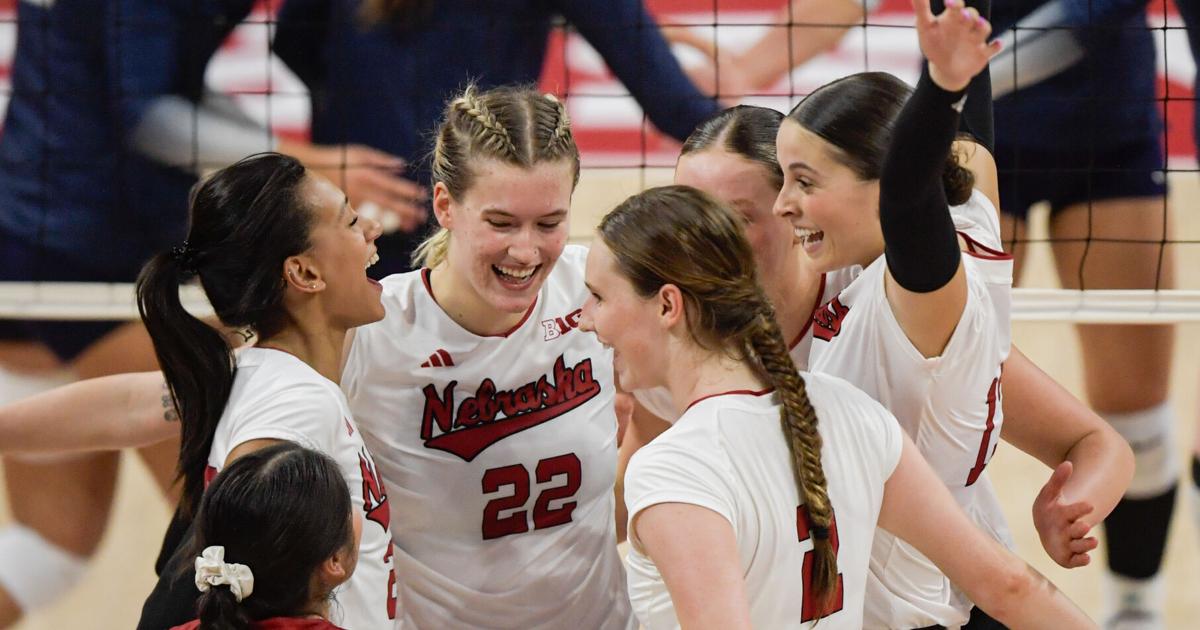 Featured image for Nebraska volleyball dominates season opener against Utah State