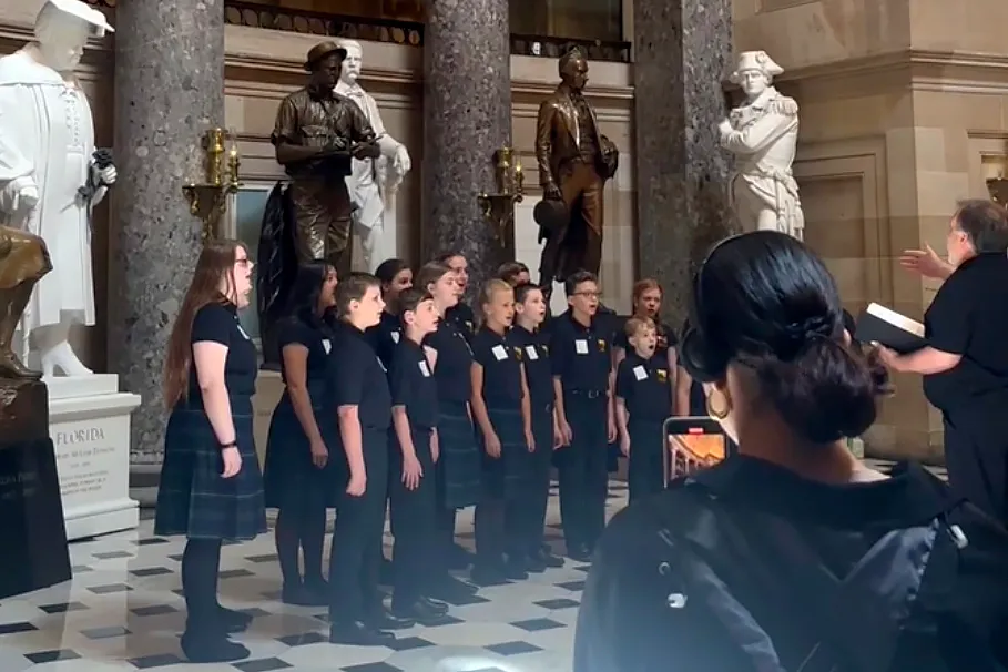 Featured image for Capitol Police halt children's choir rendition of national anthem.