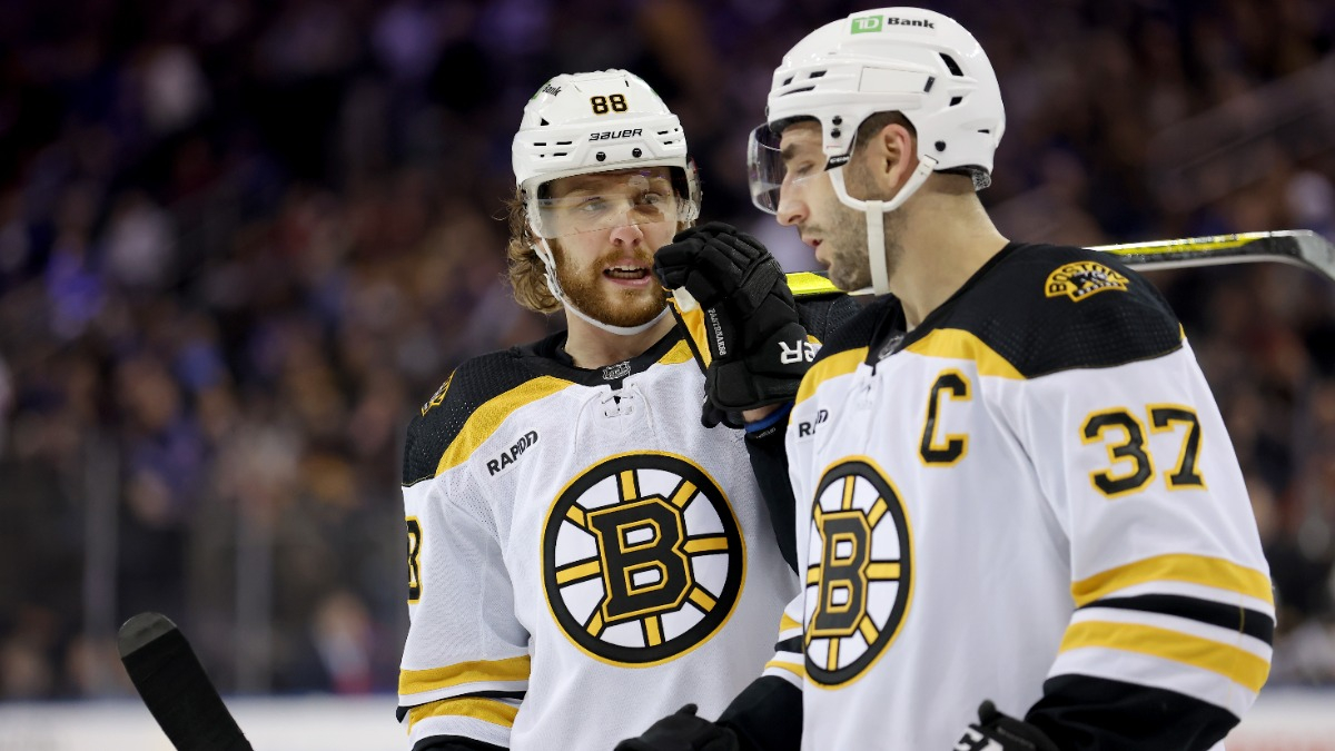 Featured image for Patrice Bergeron Returns to Bruins Lineup for Game 5 Against Panthers.