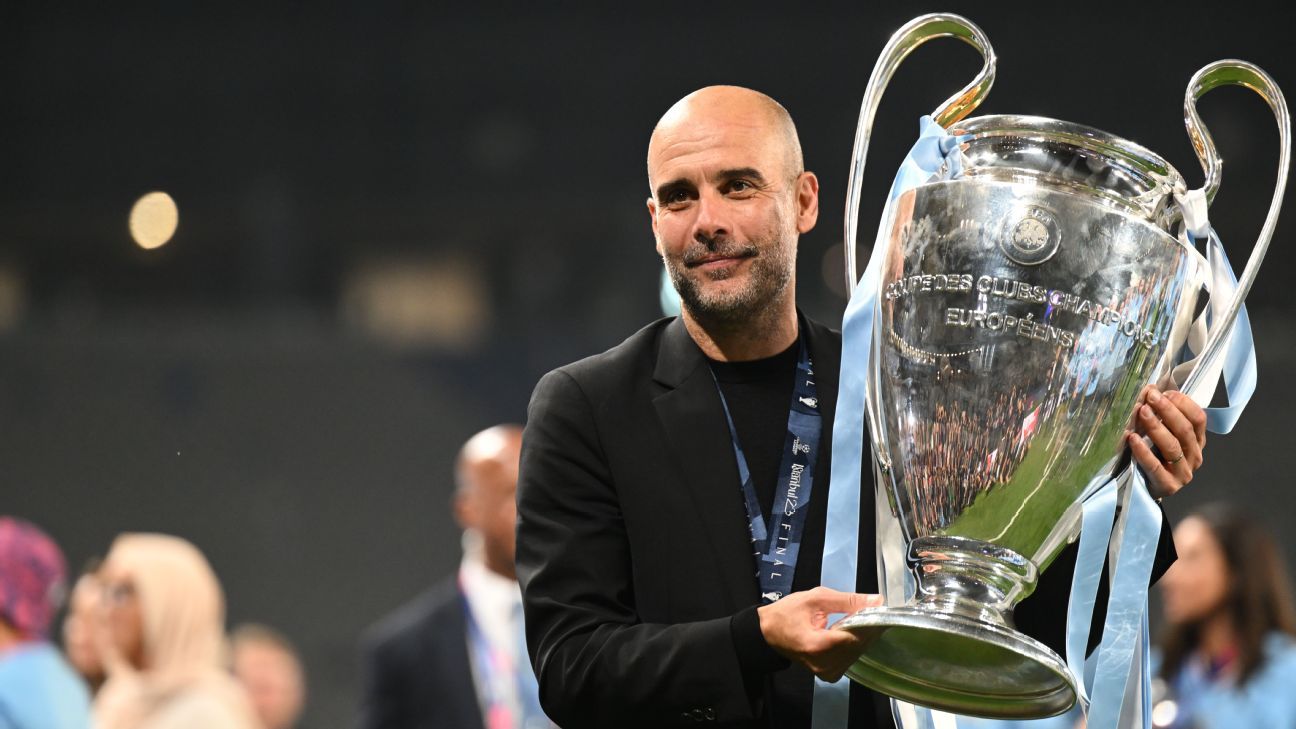 Featured image for "Pep Guardiola Leads Man City to Champions League Win and Treble Victory"