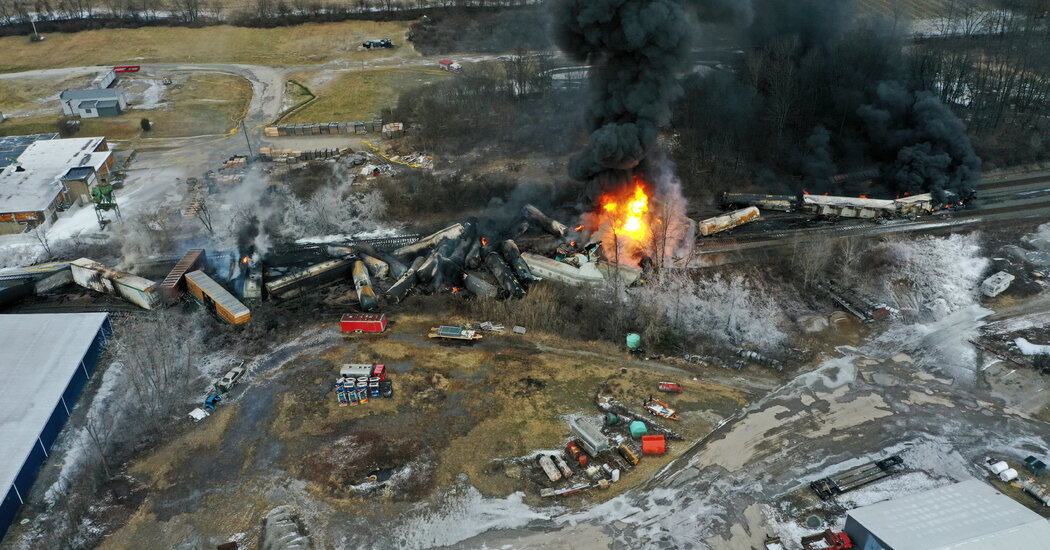 Featured image for Justice Department sues Norfolk Southern over East Palestine train derailment