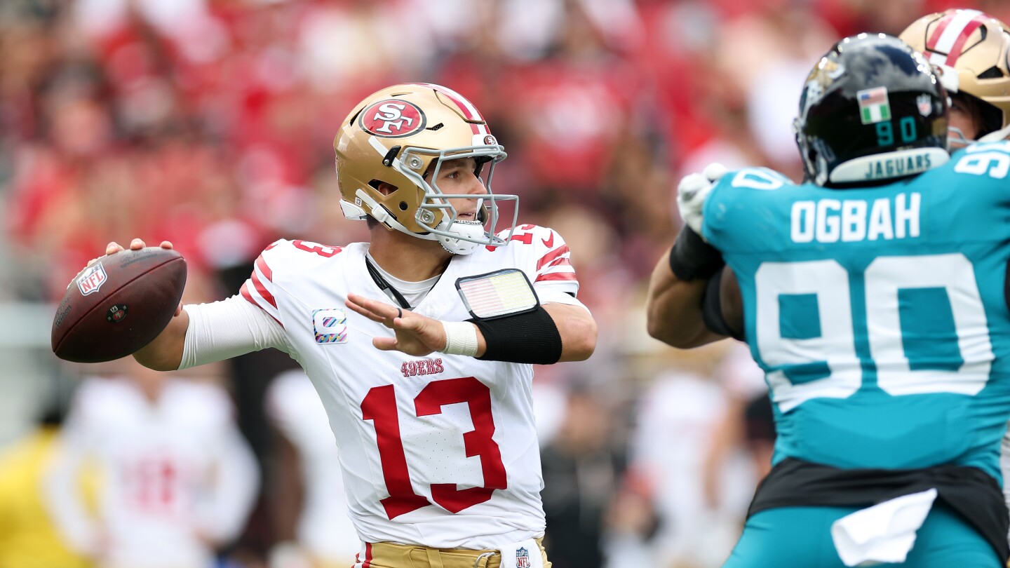 Featured image for 49ers' Purdy, Pearsall, Jennings Questionable for Rams Game Amid Injury Concerns