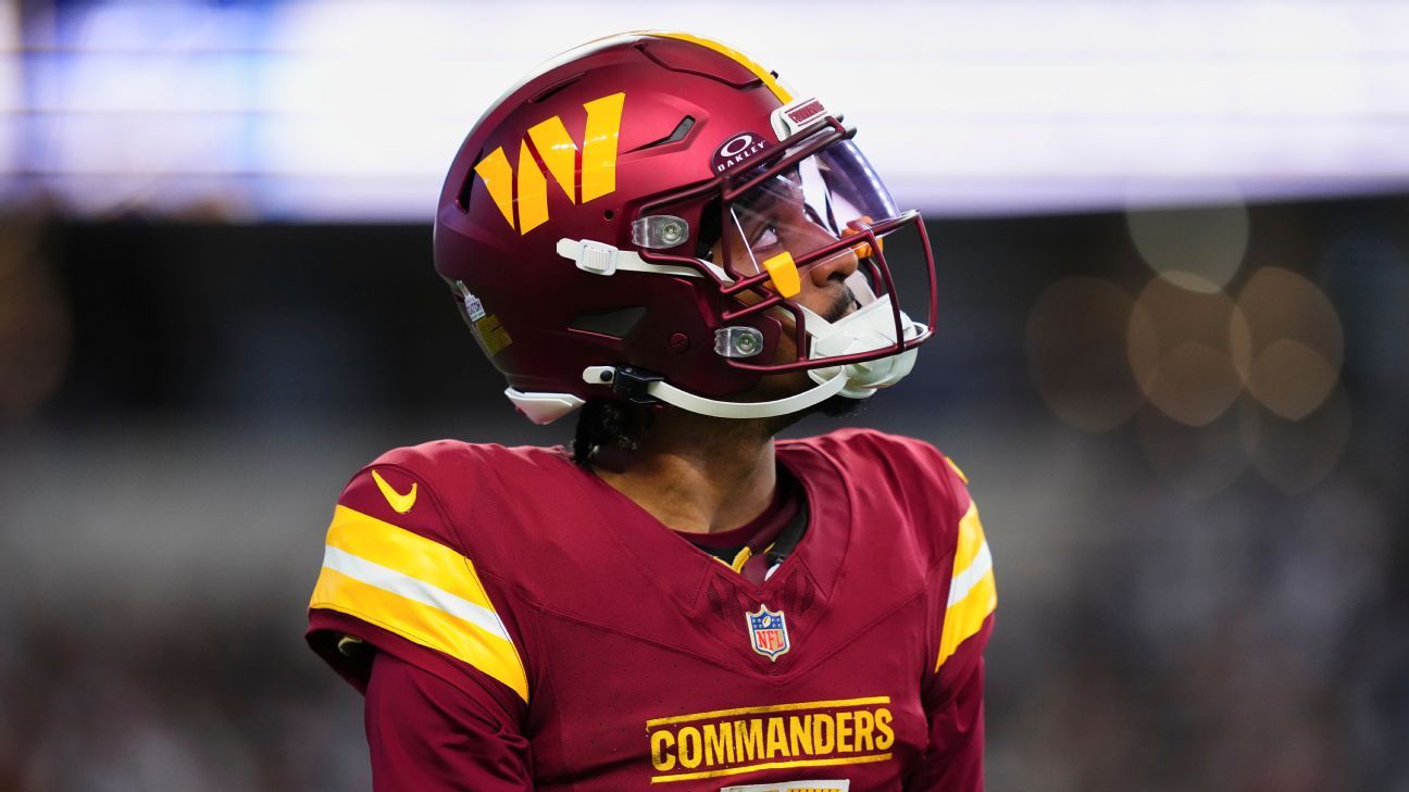 Featured image for Commanders' QB Jayden Daniels Injured with Hamstring Issue in Loss to Cowboys