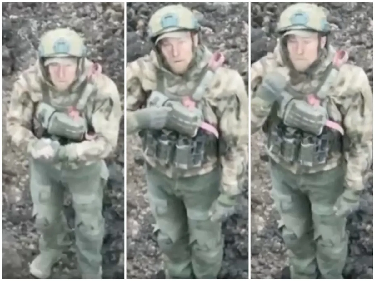 Featured image for Russian soldier surrenders to Ukrainian drone amidst ongoing conflict.