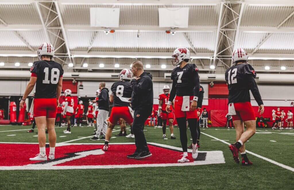 Featured image for "Emerging Playmakers and Impressive Quarterback Highlight Wisconsin Football Spring Practices"