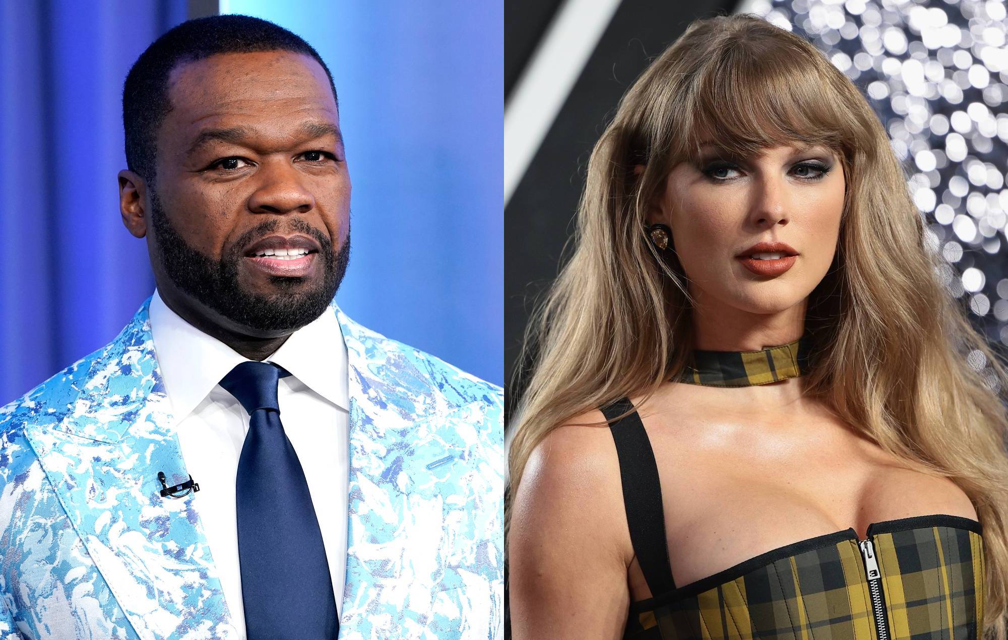 Featured image for 50 Cent and Travis Kelce React to Taylor Swift's 'The Life of a Showgirl' Shoutouts