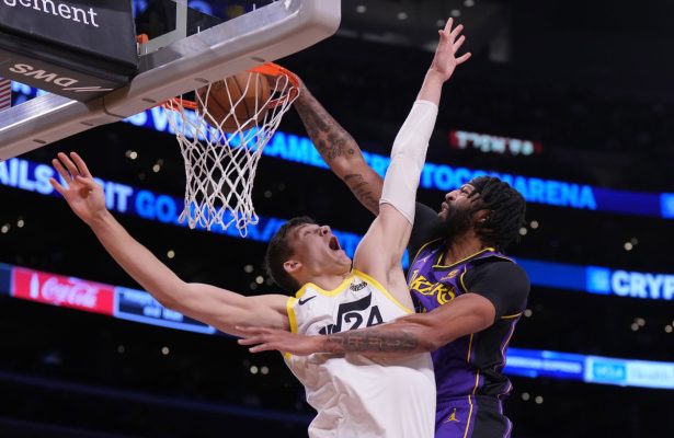 Featured image for Lakers' playoff push gets boost as Jazz center Kessler likely out for season.