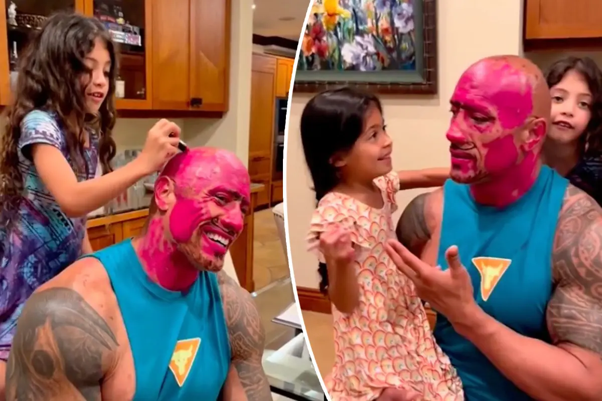 Featured image for Dwayne Johnson's Daughters Give Him Hilarious Makeover