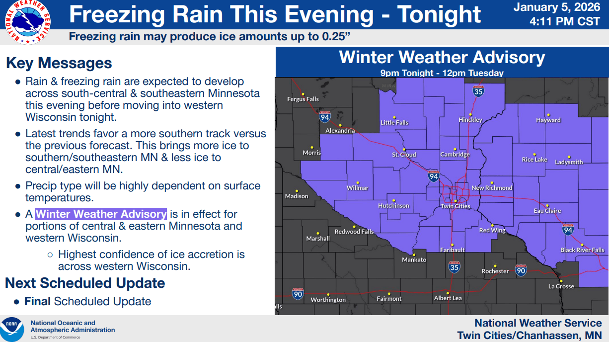 Featured image for Freezing Rain and Icy Conditions Expected Tonight into Tuesday Morning
