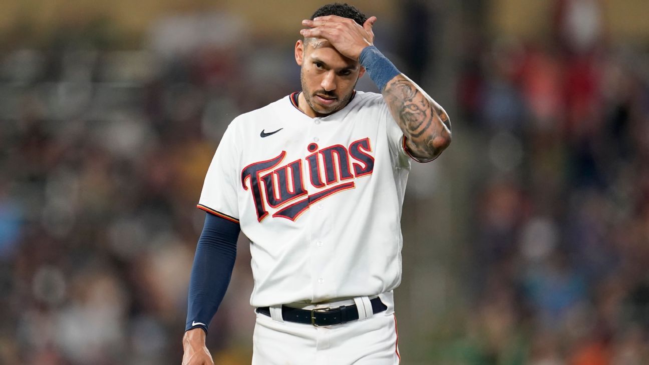 Featured image for Twins' Carlos Correa sidelined with foot and heel injuries.