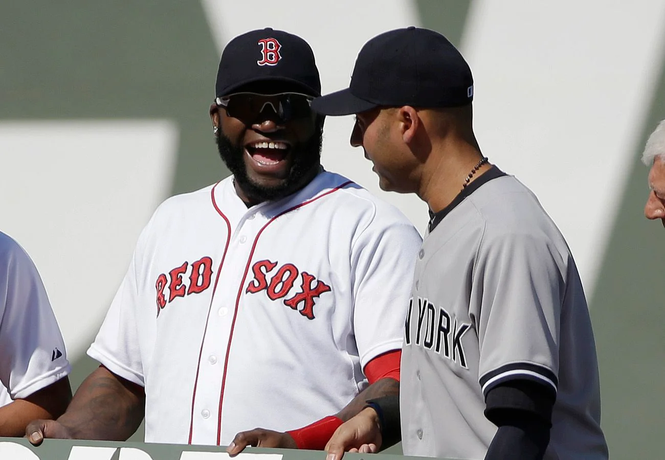 Featured image for David Ortiz Pranks Derek Jeter with Red Sox Jersey Gift on Fox Debut